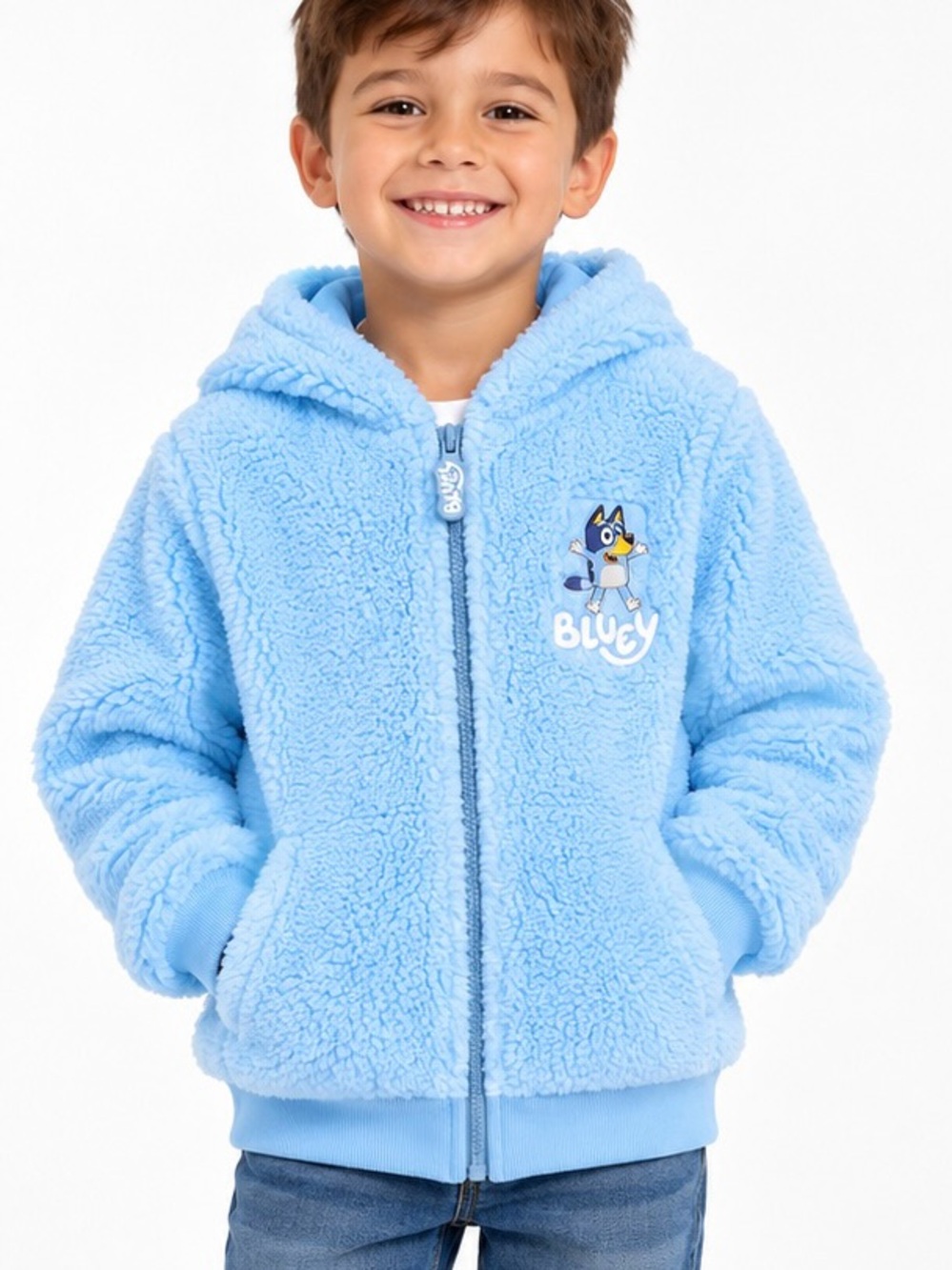 Bluey Boys Sherpa Cosplay Hoodie Size 6 Blue Zip Up NEW Sealed